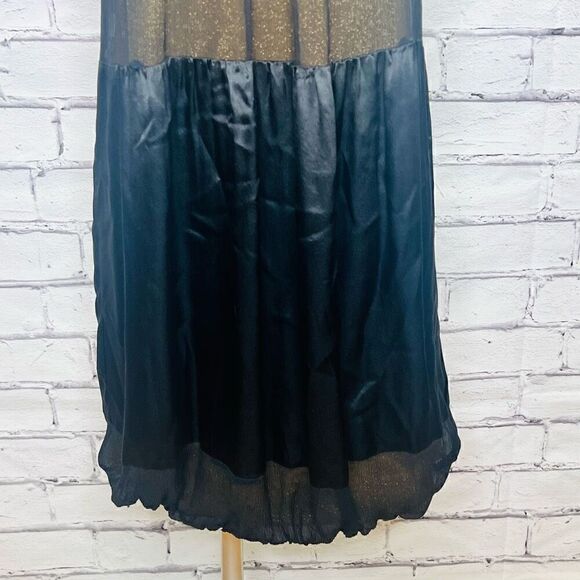 BCBGMAXAZRIA Womens Black Gold Silk Halter Balloon Sheer Mini Dress Size 0 - Picture 3 of 9